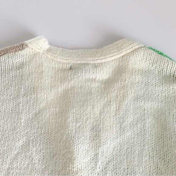 Forever 21 Cream/Mint Green/Beige Button Up Casual Fall Cardigan Sweater Small - Picture 9 of 9